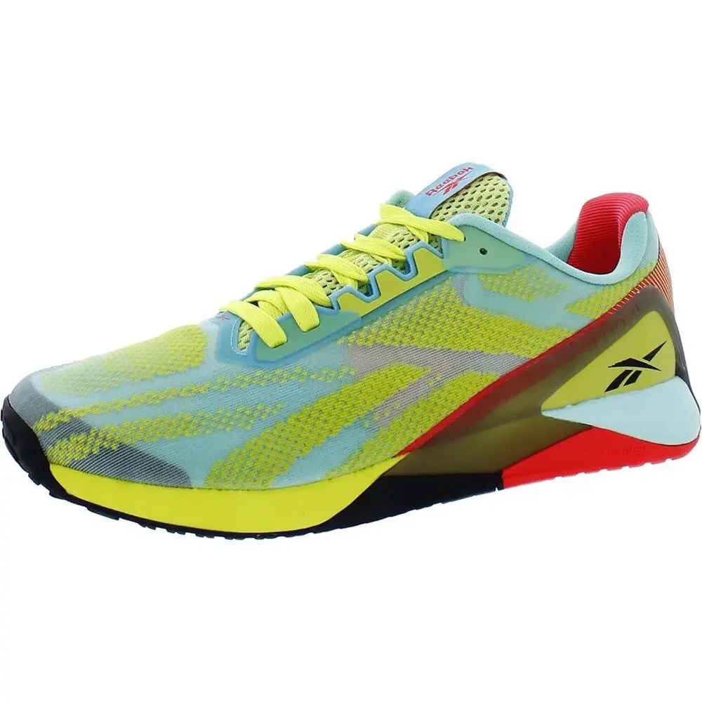 REEBOK MEN'S NANO X1 TRAINING SHOE - BLACK/ACID YELLOW/PIXEL MINT - SIZE: 7.5